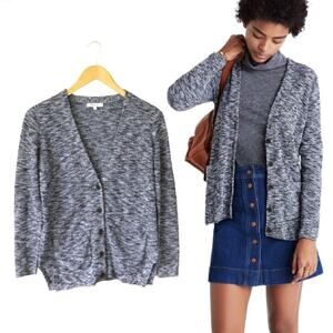 Madewell Fieldwalk Cardigan Sweater Marled Black Gray